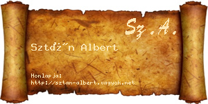 Sztán Albert névjegykártya